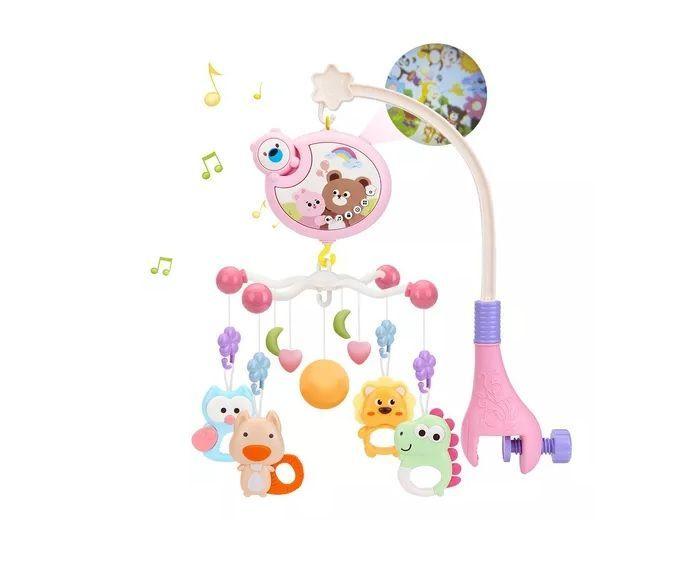 Móvil De Bebé Musical Giratorio Con Sonajeros-0