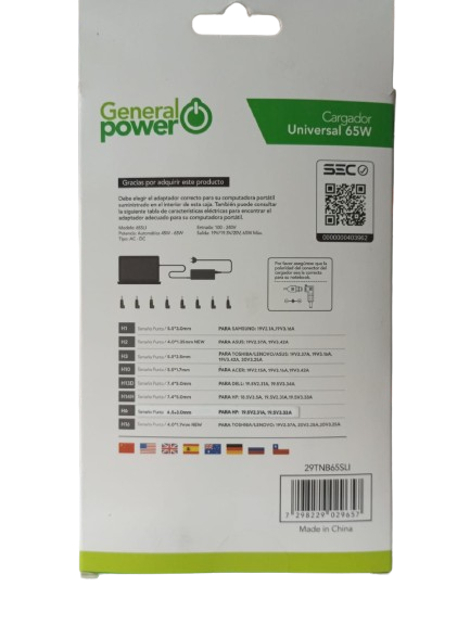 CARGADOR UNIVERSAL 65W GENERAL POWER Q.N PASIÓN TECNO-1