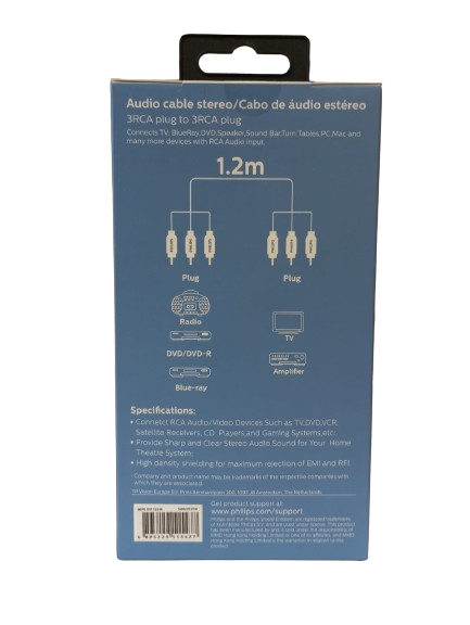 CABLE AUDIO STEREO 3RCA PLUG PHILIPS Q.N BUSINESS GROUP -1