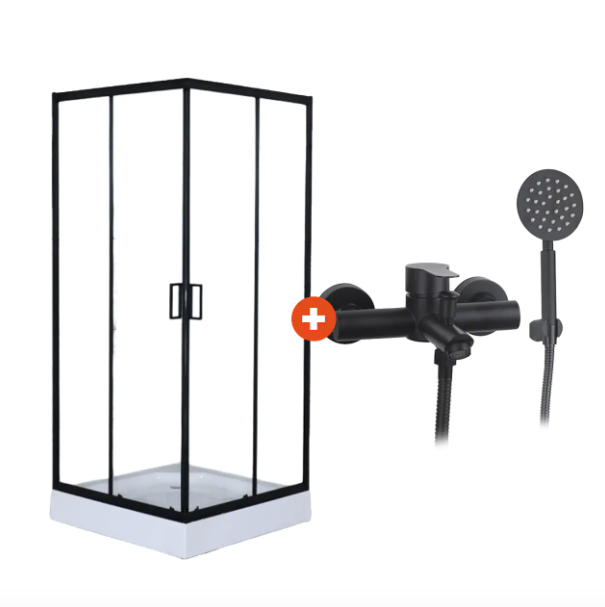 Combo Cabina de Ducha 80x80x200 Monomando TinaDucha Negro-0