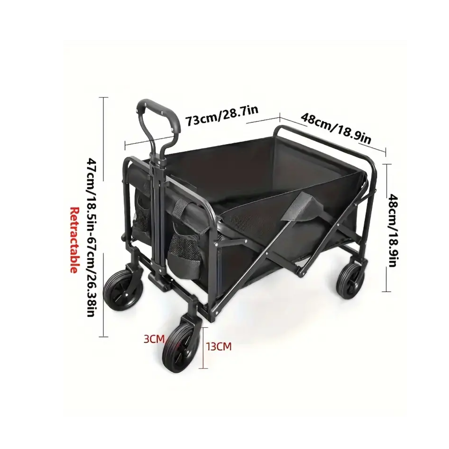 Carro para Compras Plegable Práctico y Resistente Negro-2