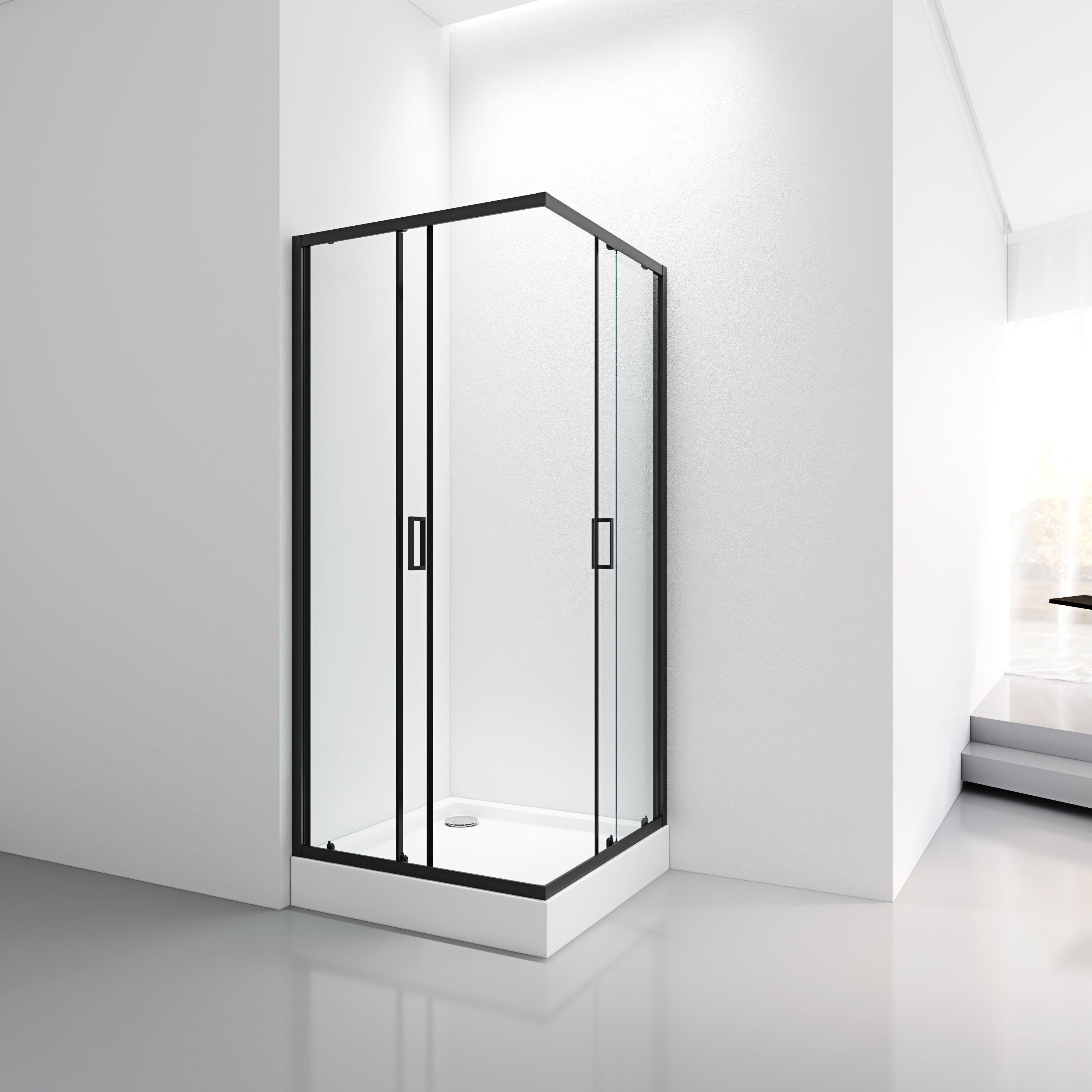 Cabina ducha Elegance Medium 80x80x200cm cuadrada negra.-4