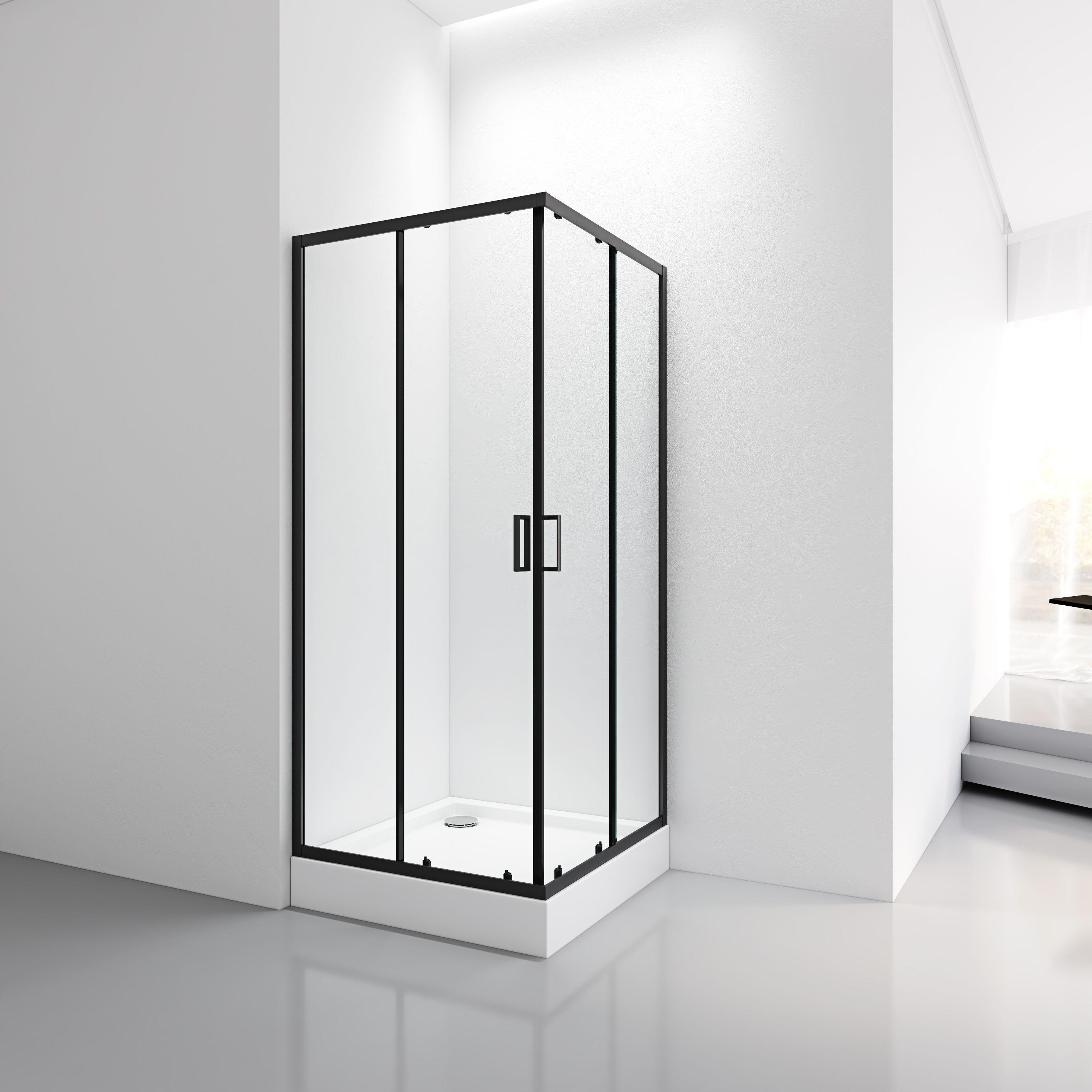 Cabina ducha Elegance Medium 80x80x200cm cuadrada negra.-5