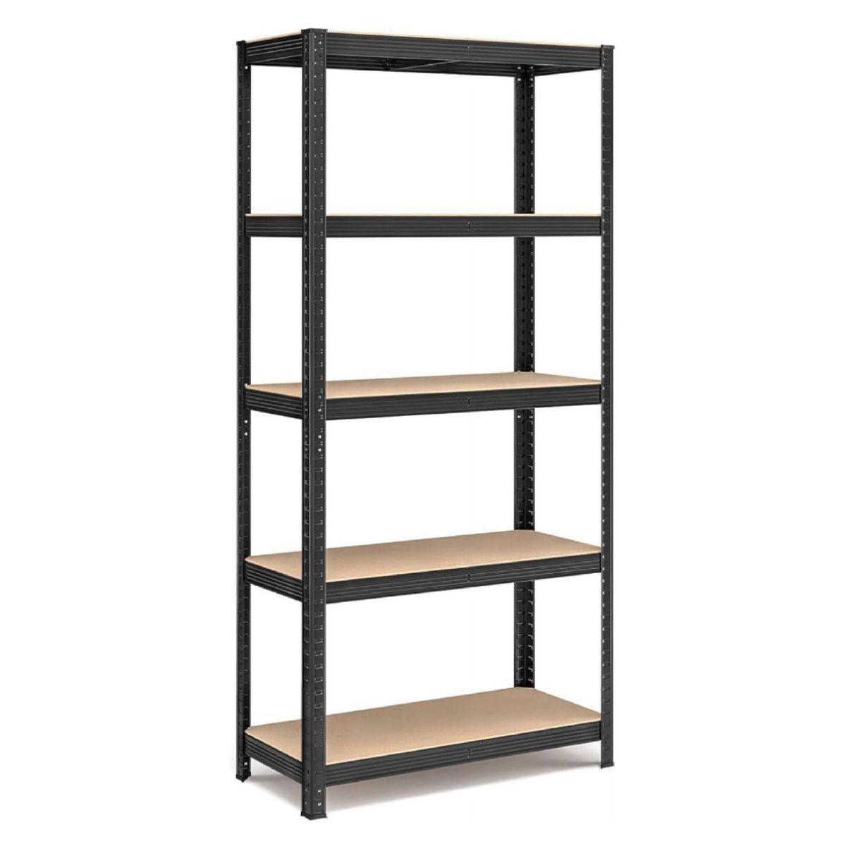 Estante Rack Metálico Negro 70x30x150cm, 5 Repisas, 175kg-0