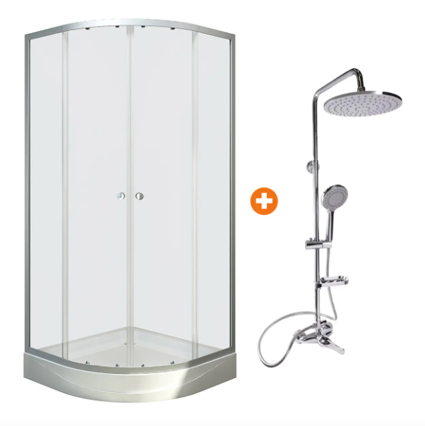 Combo Cabina Elegance 90x90 Curva Columna de Ducha 3 Funciones-0