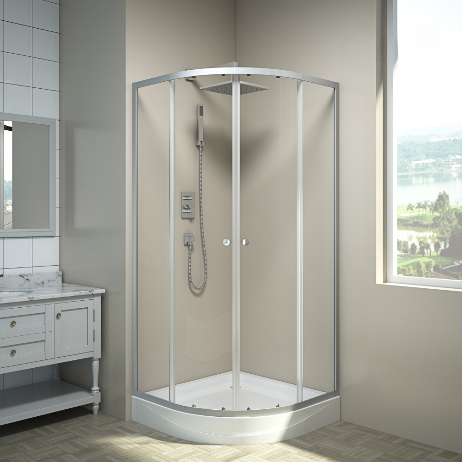 Cabina de ducha Elegance Large 90x90x200cm diseño curvo-2