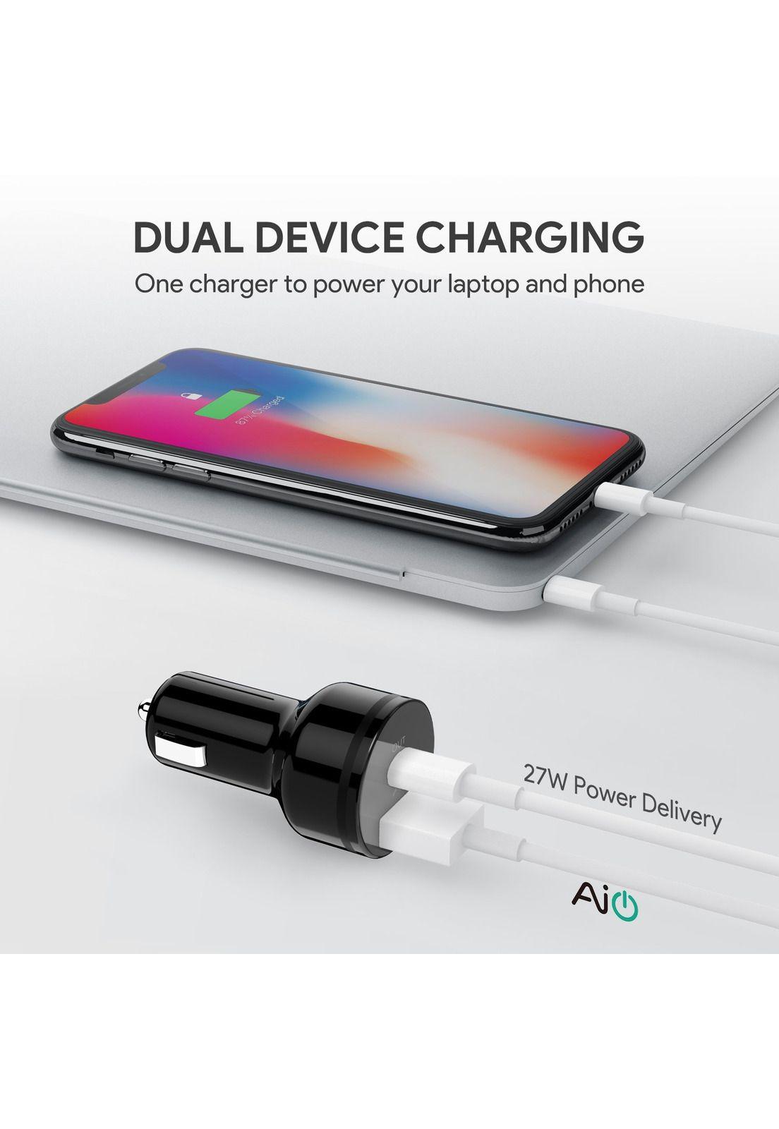 AUKEY Cargador de vehículo USB-C con suministro de energía Negro - CC-Y7-2