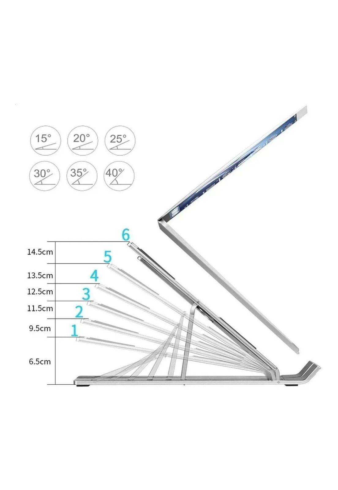 Soporte OMOTON aluminio reclinable para MacBook Air, MacBook Pro, HP, Dell hasta 15.6" plateado-1