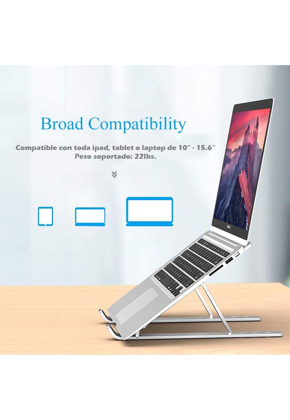Soporte OMOTON aluminio reclinable para MacBook Air, MacBook Pro, HP, Dell hasta 15.6" plateado-2