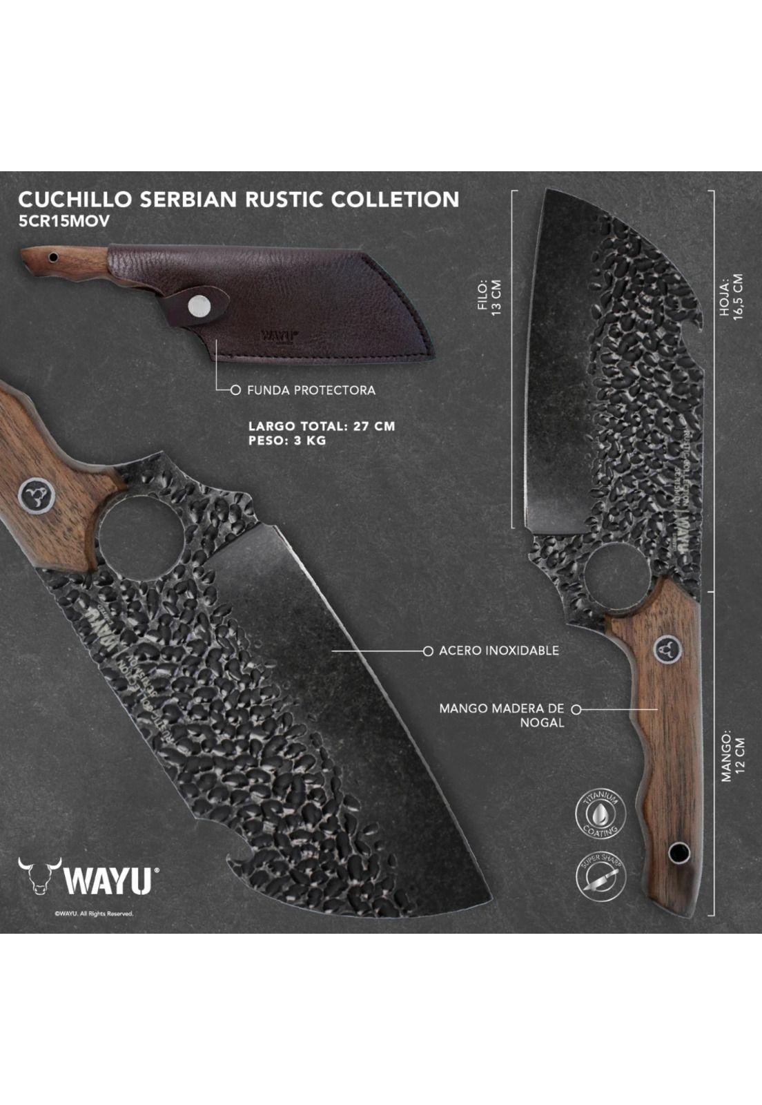 Wayu Cuchillo Serbian con Funda Rustic Colecction-3