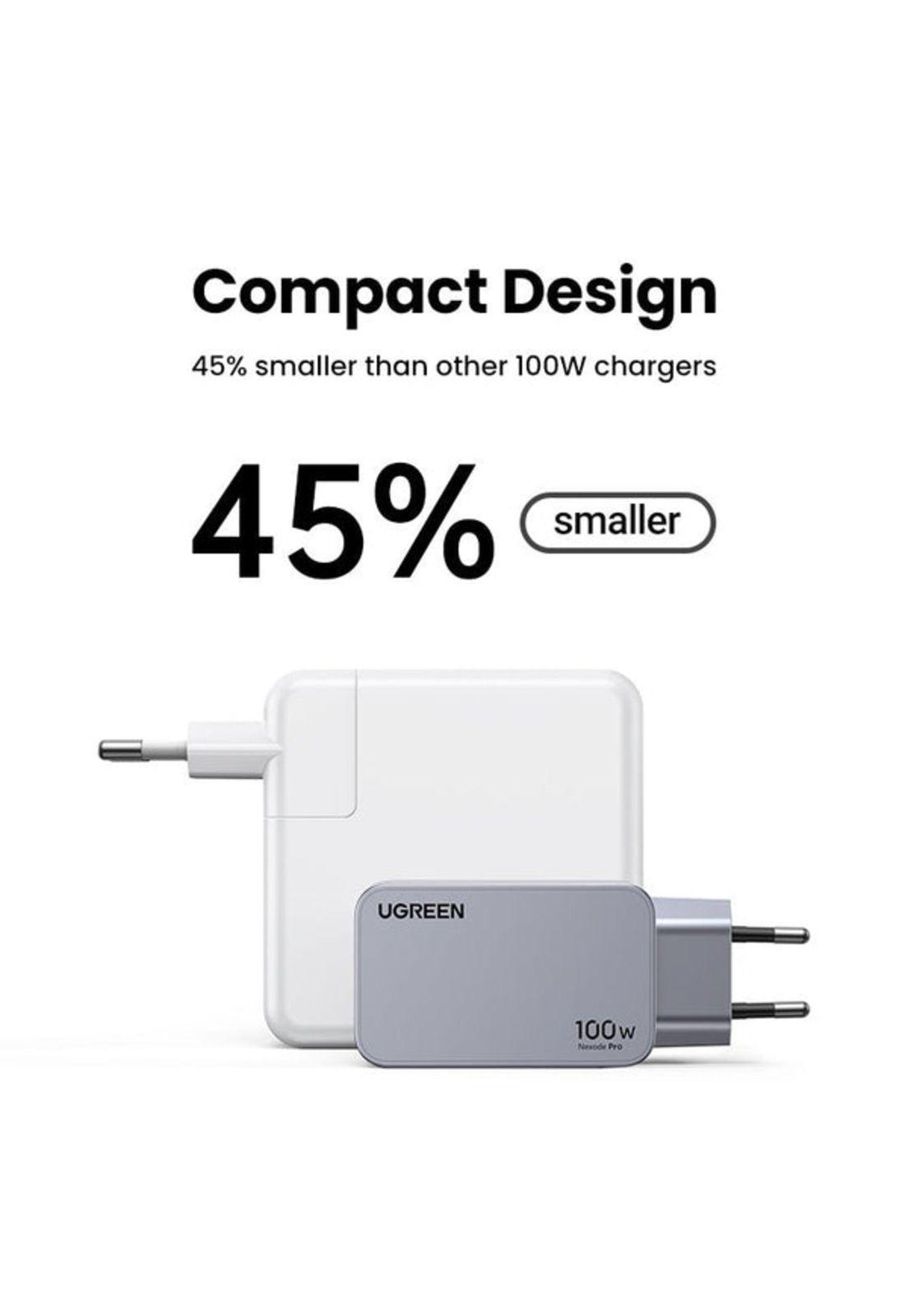 Ugreen Cargador Nexode Pro 100W GaN Fast Charger 2 USB-C / 1 USB-A + Cable USB-C 1.5M 100W Max X757-2