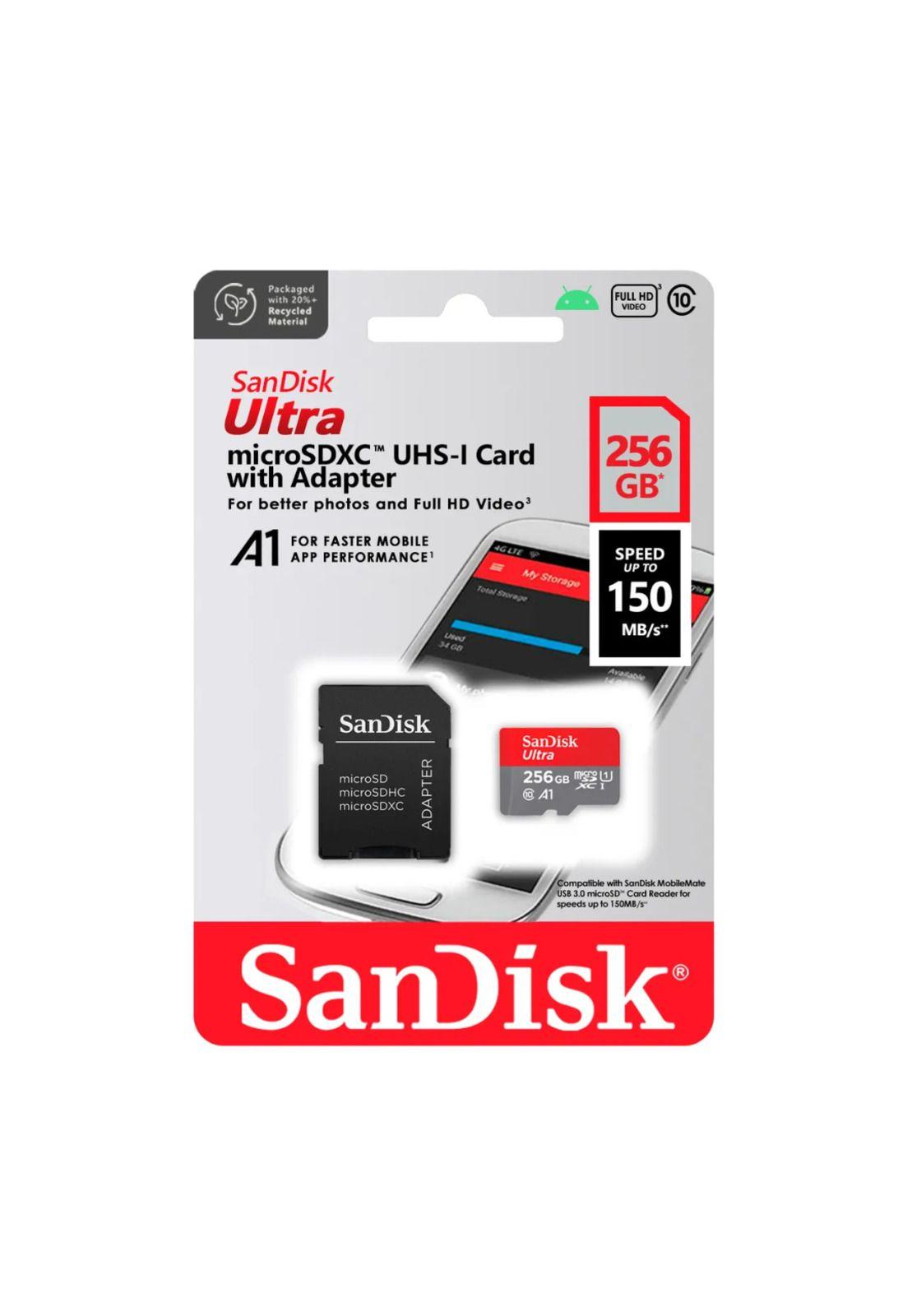 SanDisk Ultra Memoria MicroSDXC 256 GB Clase 10 A1 UHS-I Lectura 150 MB/s  con Adaptador-3