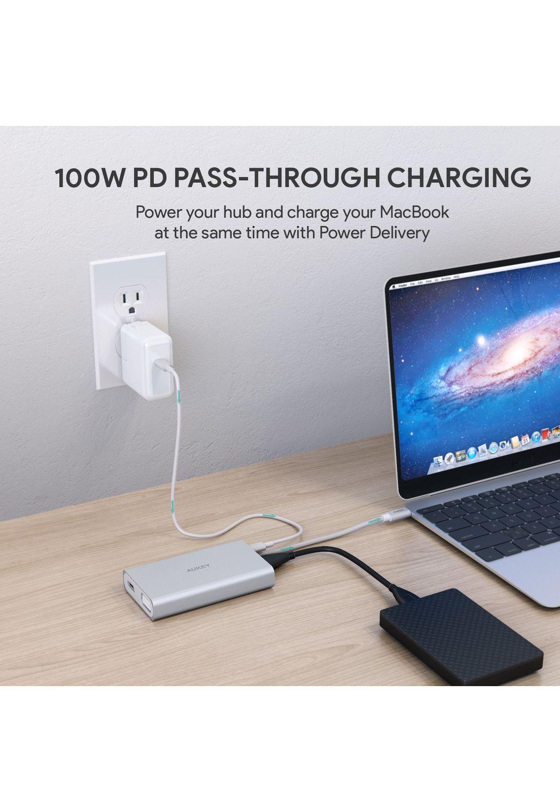 AUKEY HUB Multipuerto USB-C Gris - CB-C55-2