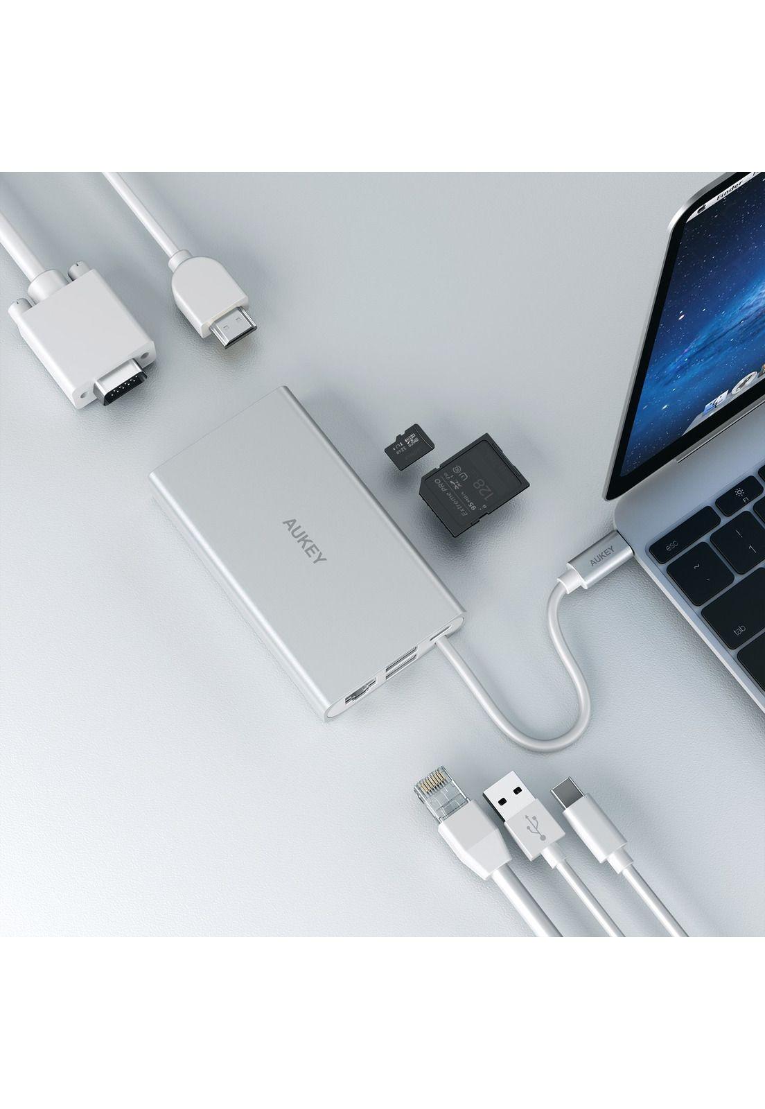 AUKEY HUB Multipuerto USB-C Gris - CB-C55-3
