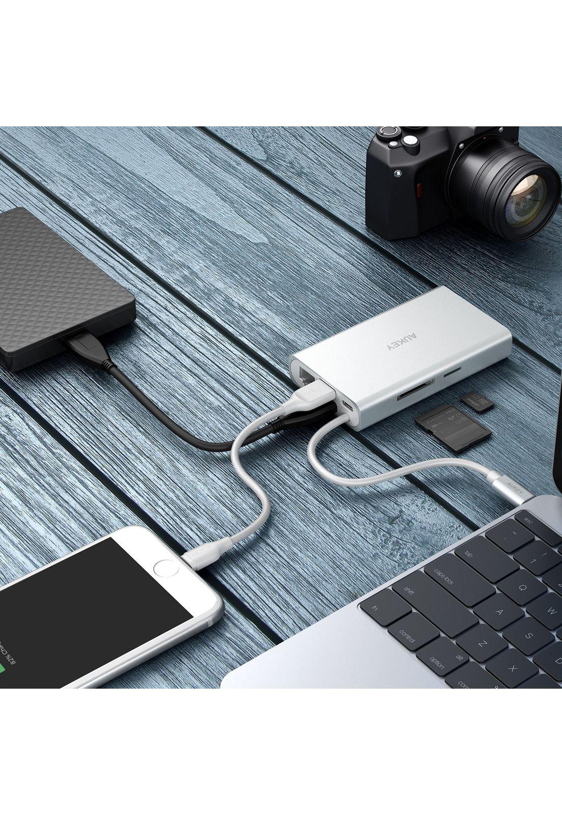 AUKEY HUB Multipuerto USB-C Gris - CB-C55-5