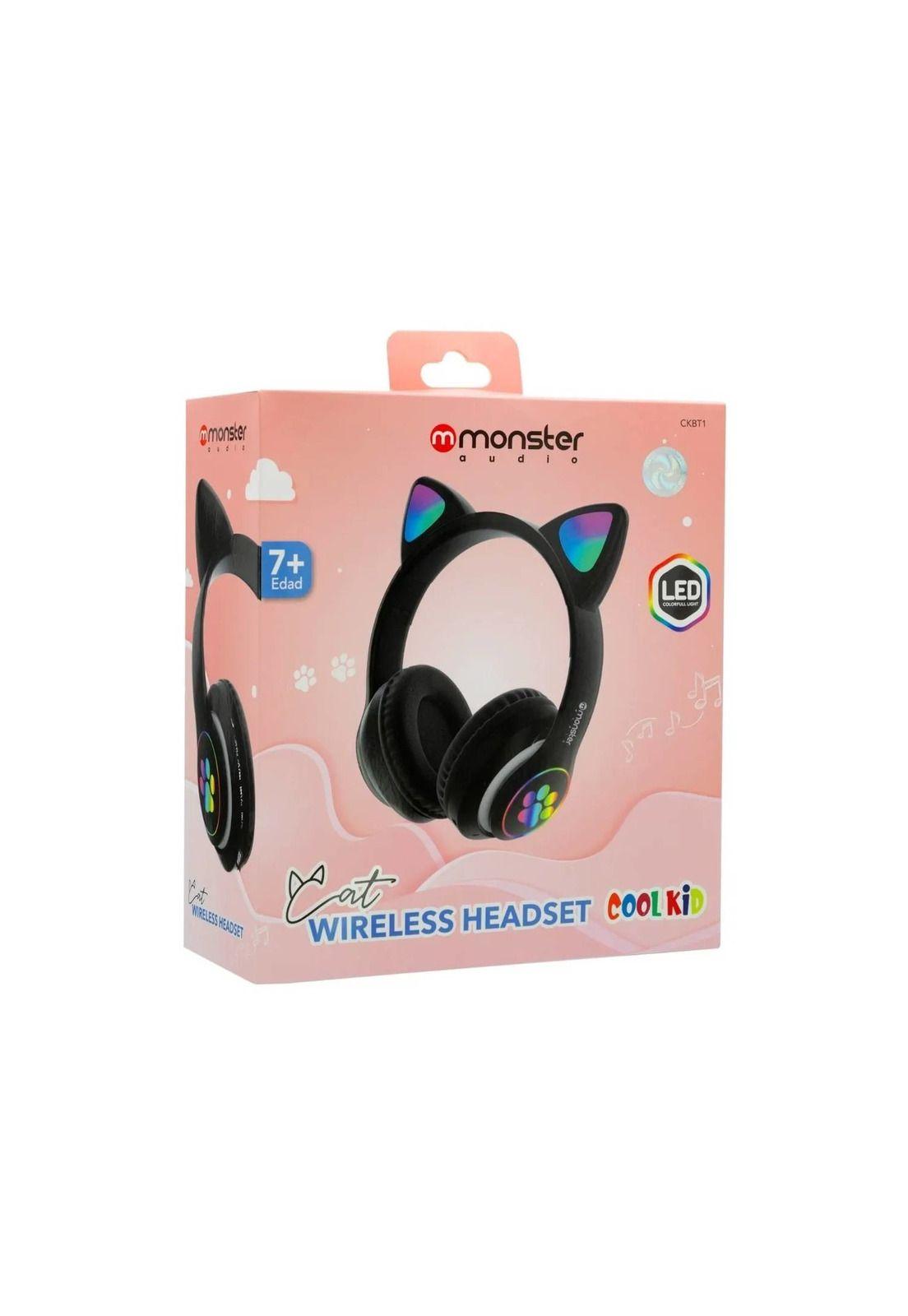 Audífonos Wireless Monster Kids Cat con Luz Led Negro-3