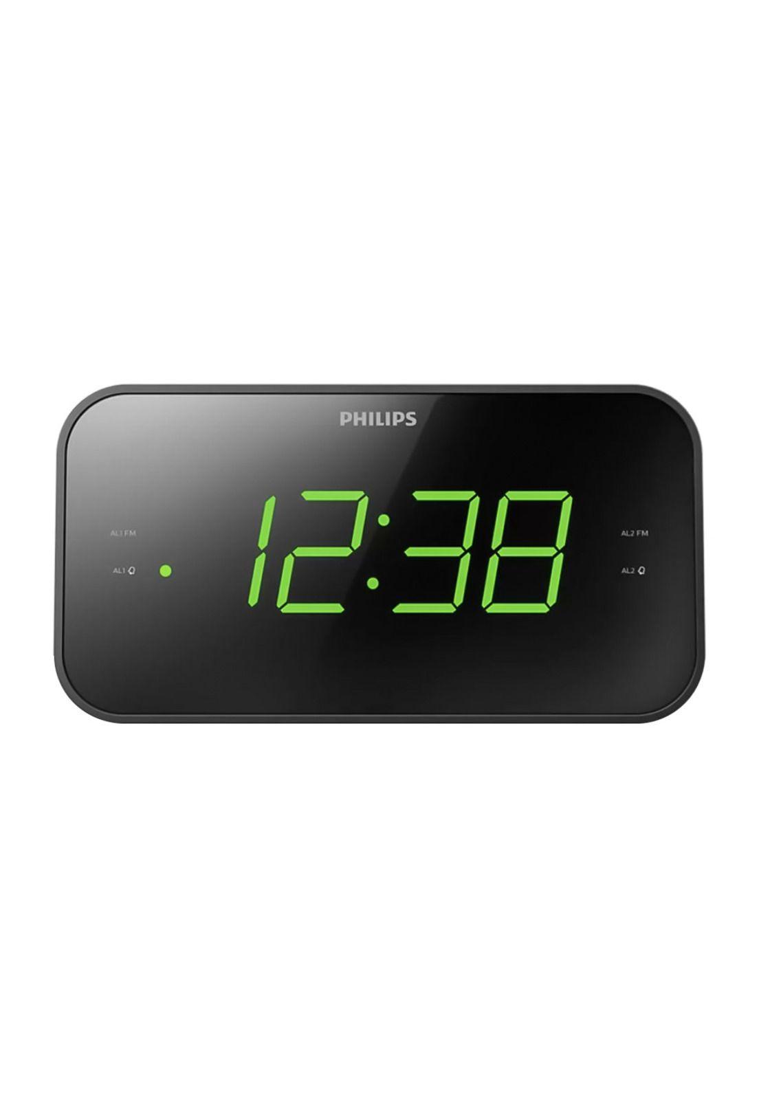 Philips Radio Reloj FM con Pantalla Grande Negro-0