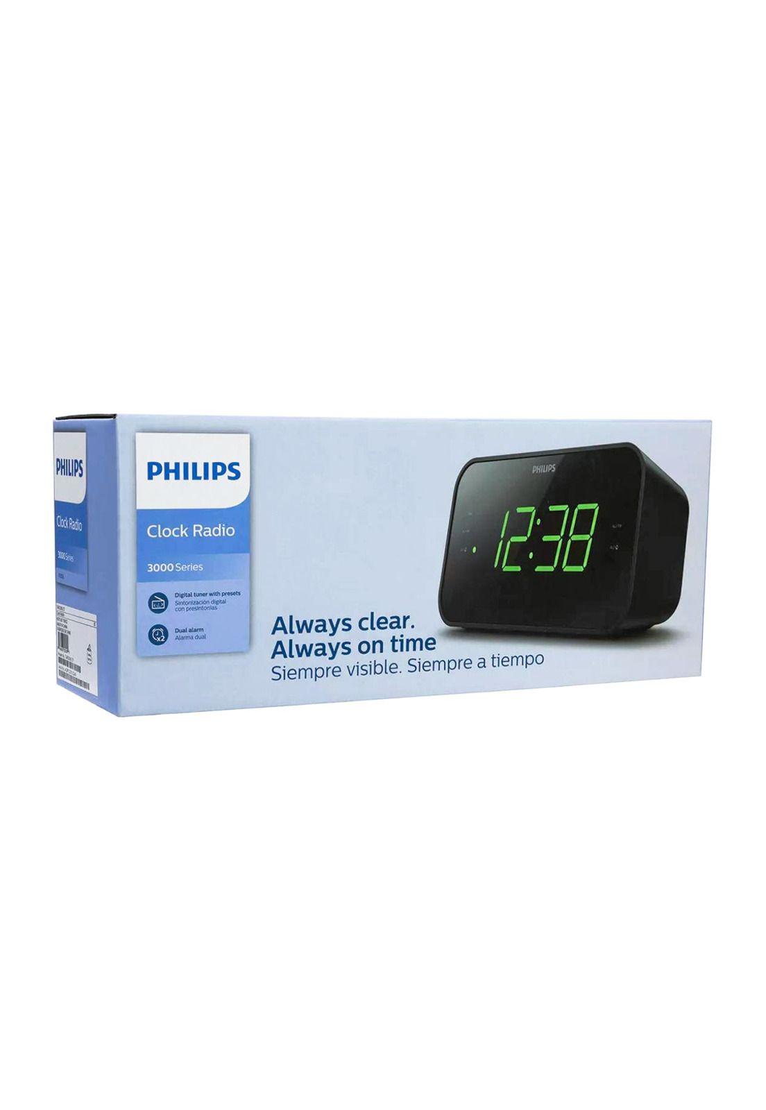 Philips Radio Reloj FM con Pantalla Grande Negro-4