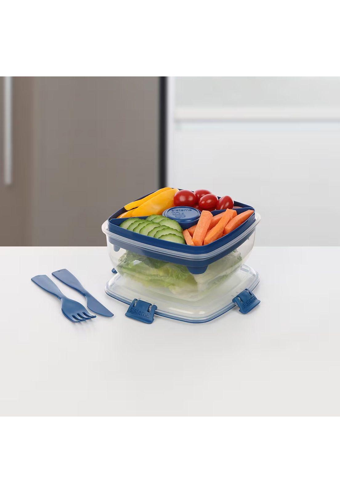 Sistema To Go Contenedor Hermético Ensalada 1.1L Azul-2