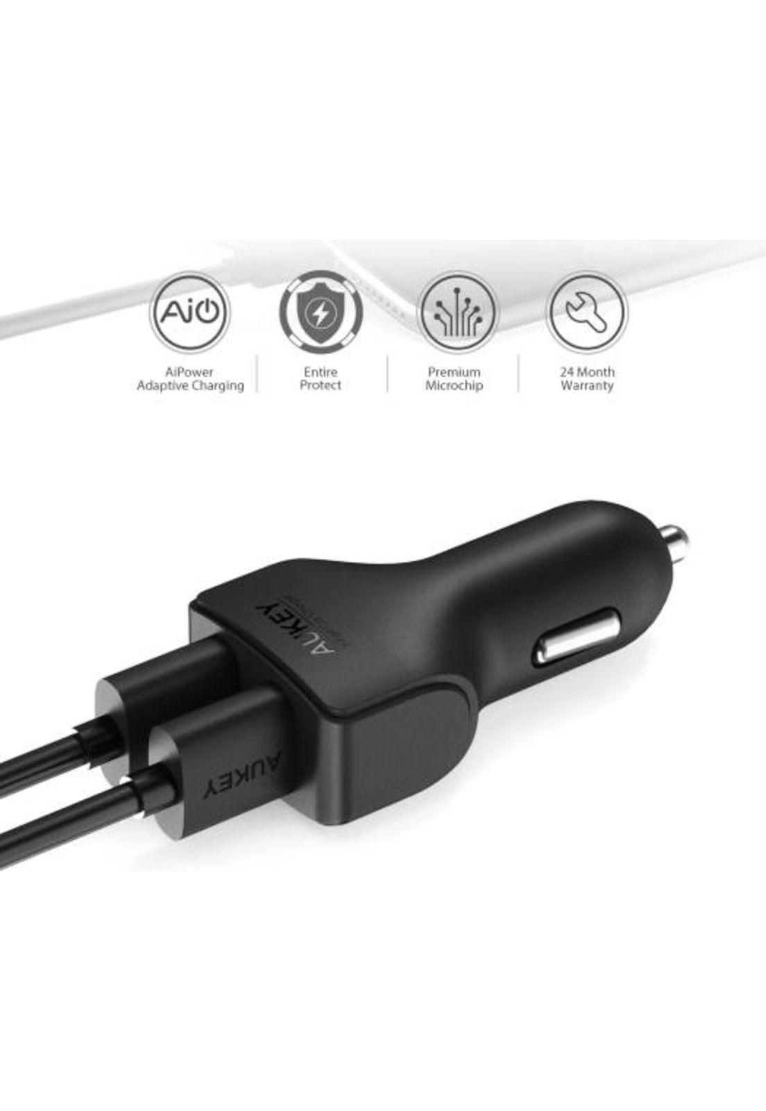 AUKEY Cargador de vehículo 2 puertos USB Aipower Negro - CC-S3-4