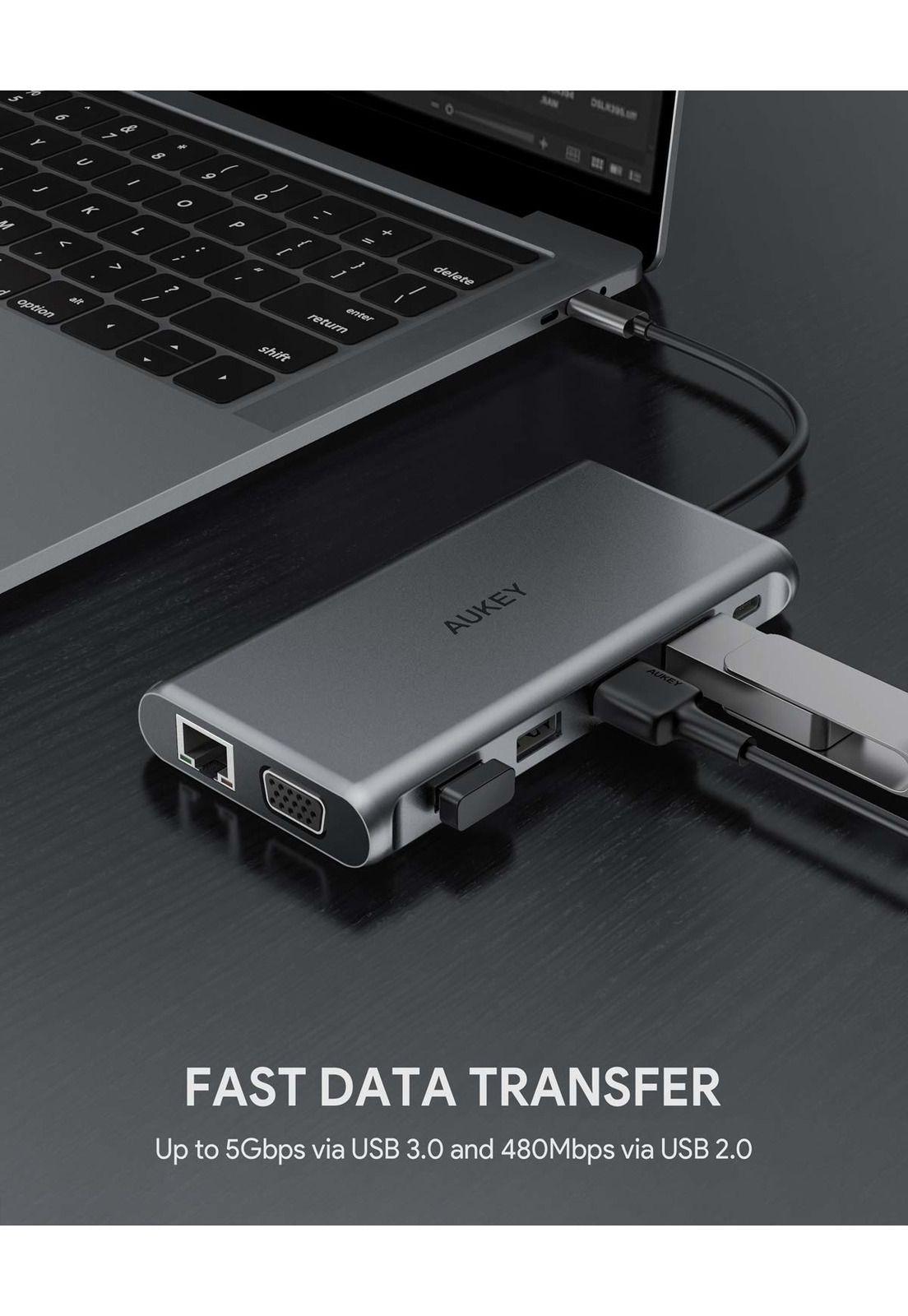 AUKEY HUB 12 en 1 USB-C Gris - CB-C78-3