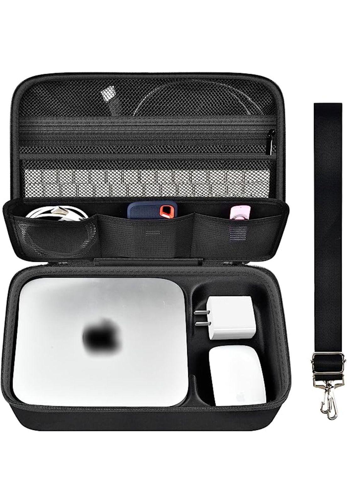 Funda compatible con Apple 2023 Mac Mini M2/Mac Mini M1 y Mac Mini modelo anterior, organizador de electrónica dura para teclado, mouse mágico, cargador y accesorios (solo caja), color negro-4