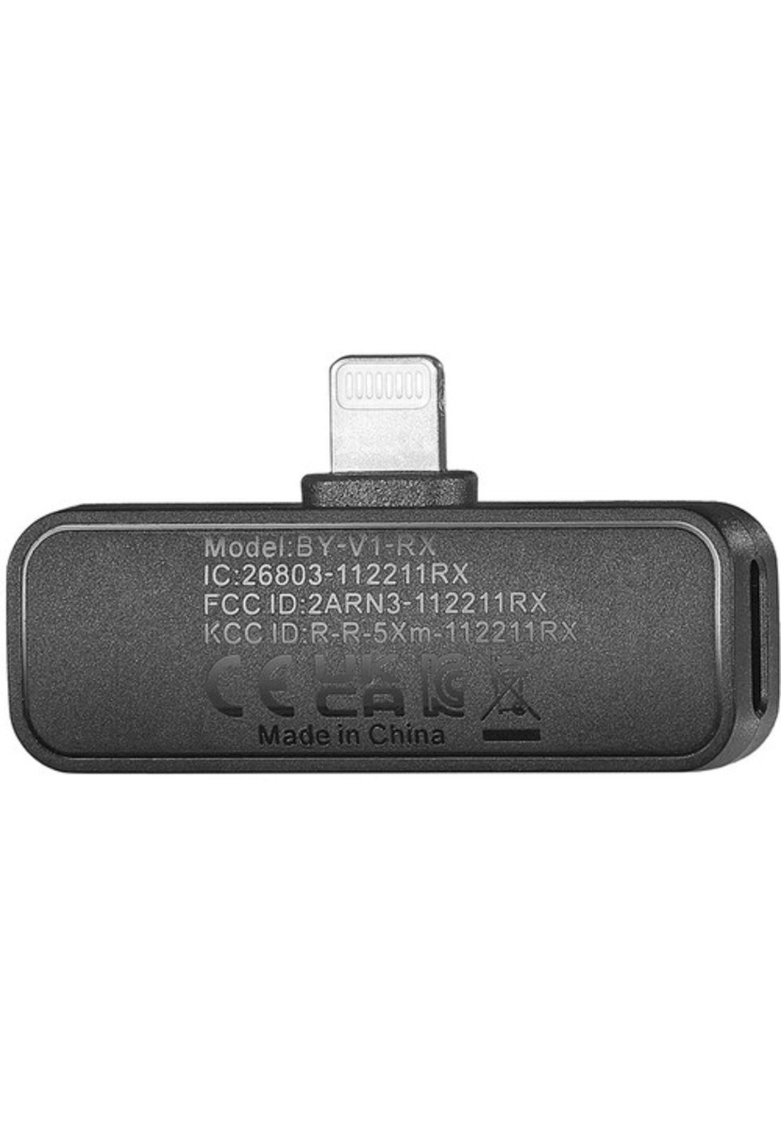 Boya BY-V2 Micrófono Inalámbrico Doble Ultra Compacto y Portable 2.4GHz Conector Lightning-7