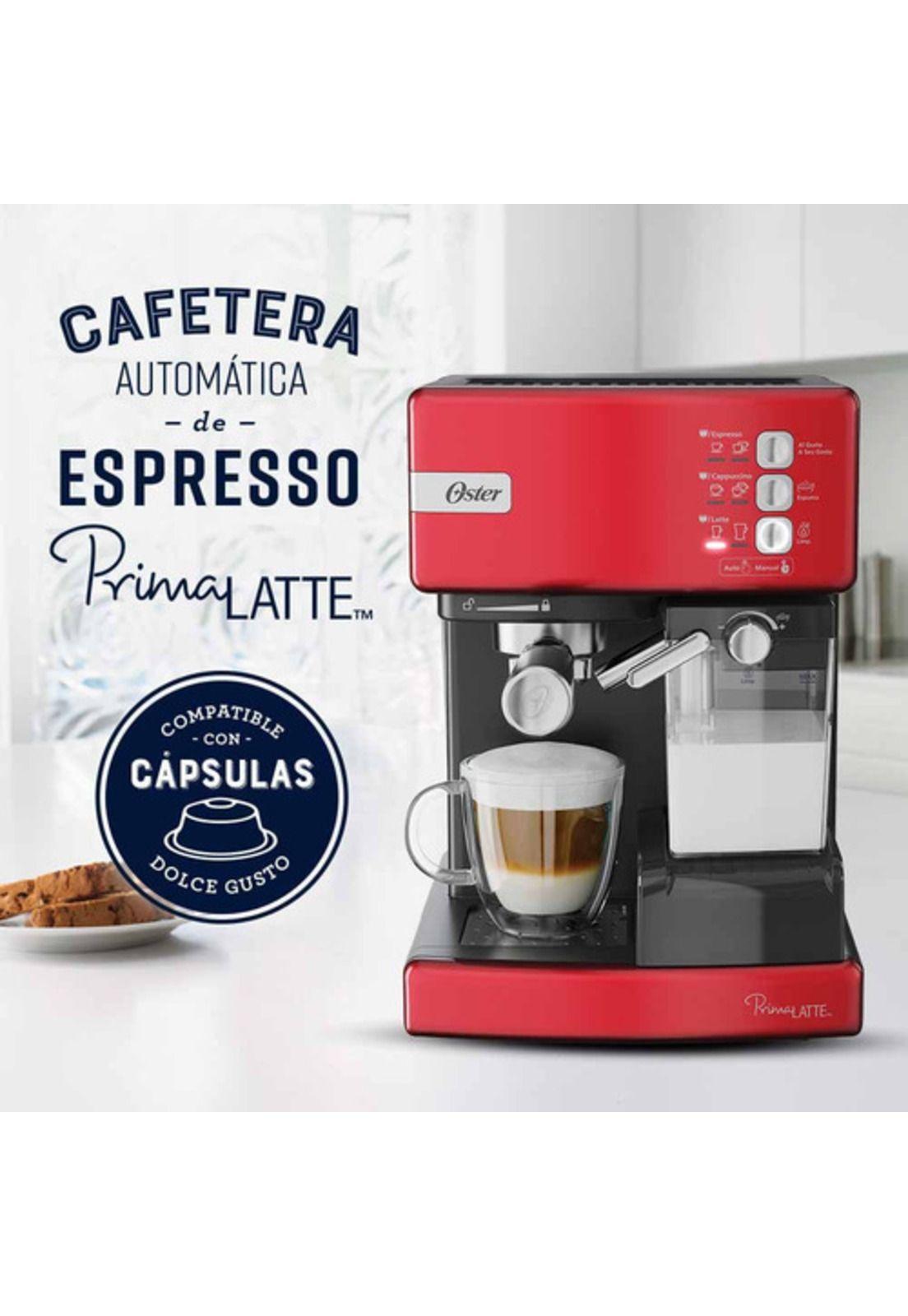 Oster Primalatte Cafetera Automática para Cápsulas Monodosis y Espresso BVSTEM6603 - Rojo-2