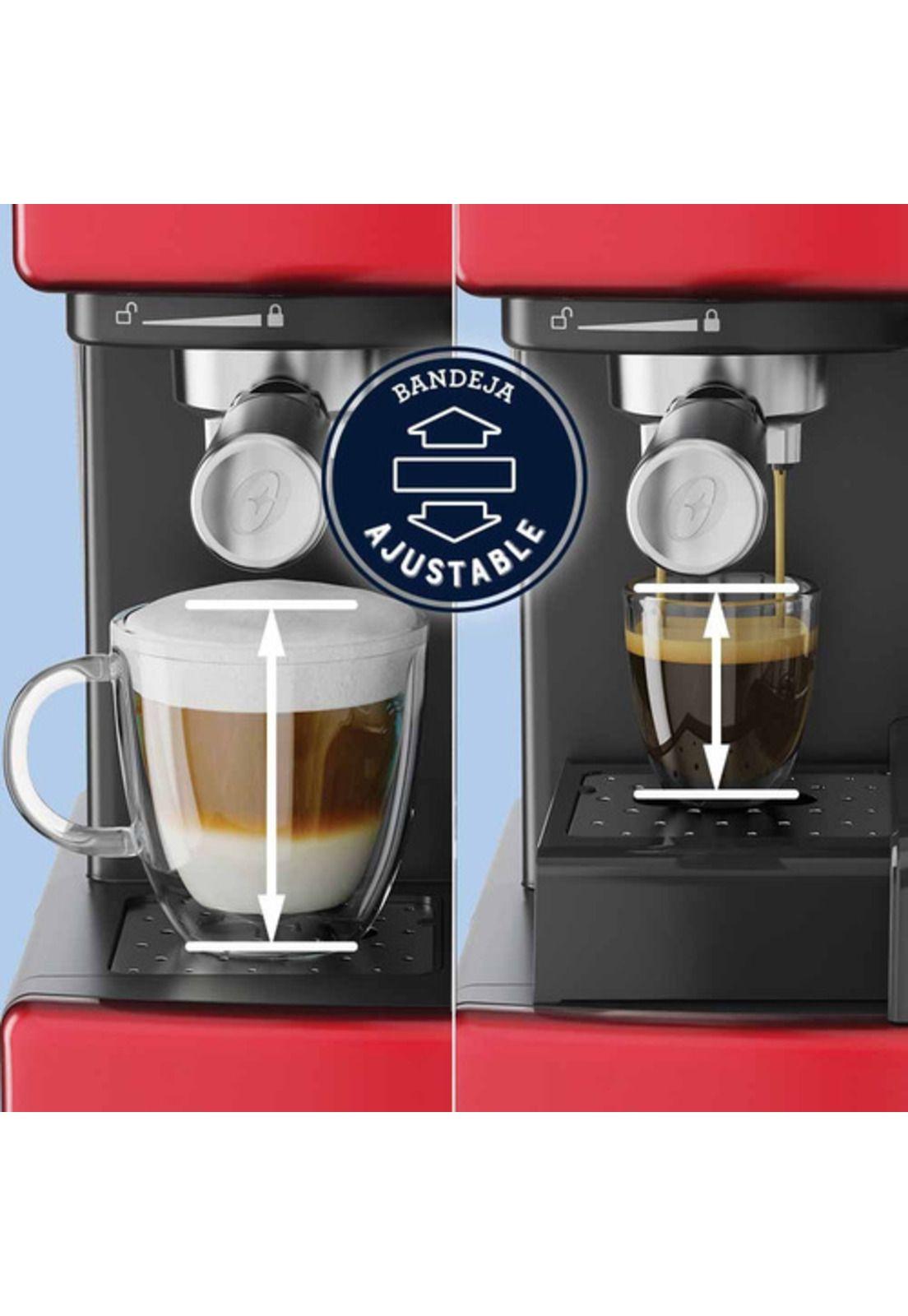 Oster Primalatte Cafetera Automática para Cápsulas Monodosis y Espresso BVSTEM6603 - Rojo-5