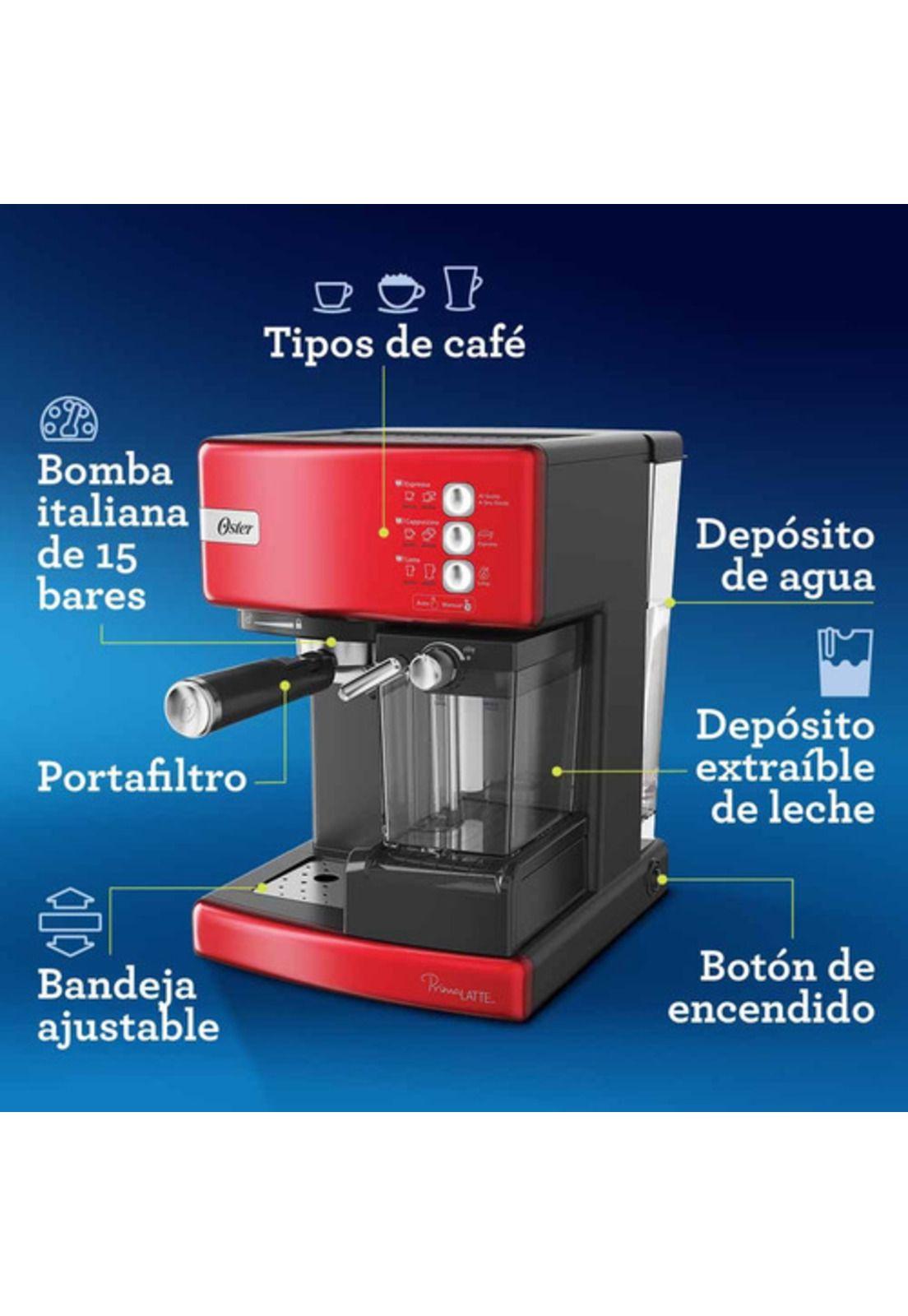 Oster Primalatte Cafetera Automática para Cápsulas Monodosis y Espresso BVSTEM6603 - Rojo-7