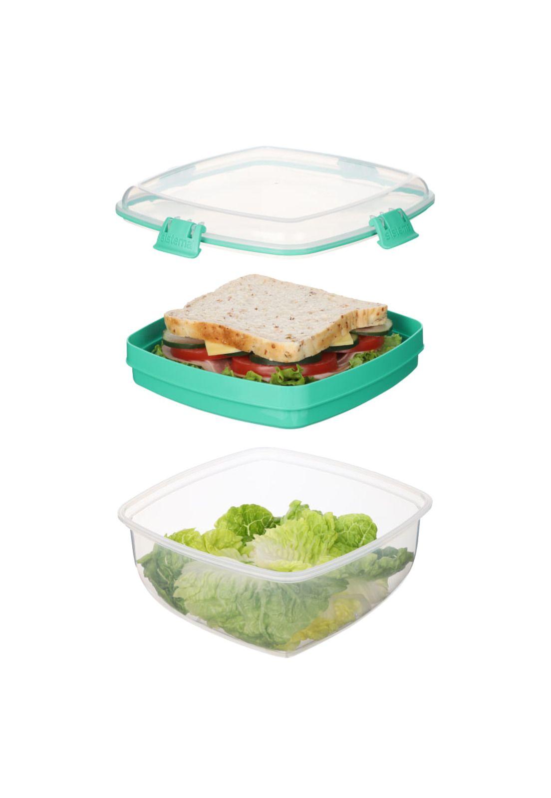 Sistema To Go Hermético Ensalada + Sandwich 1.63L Verde-2
