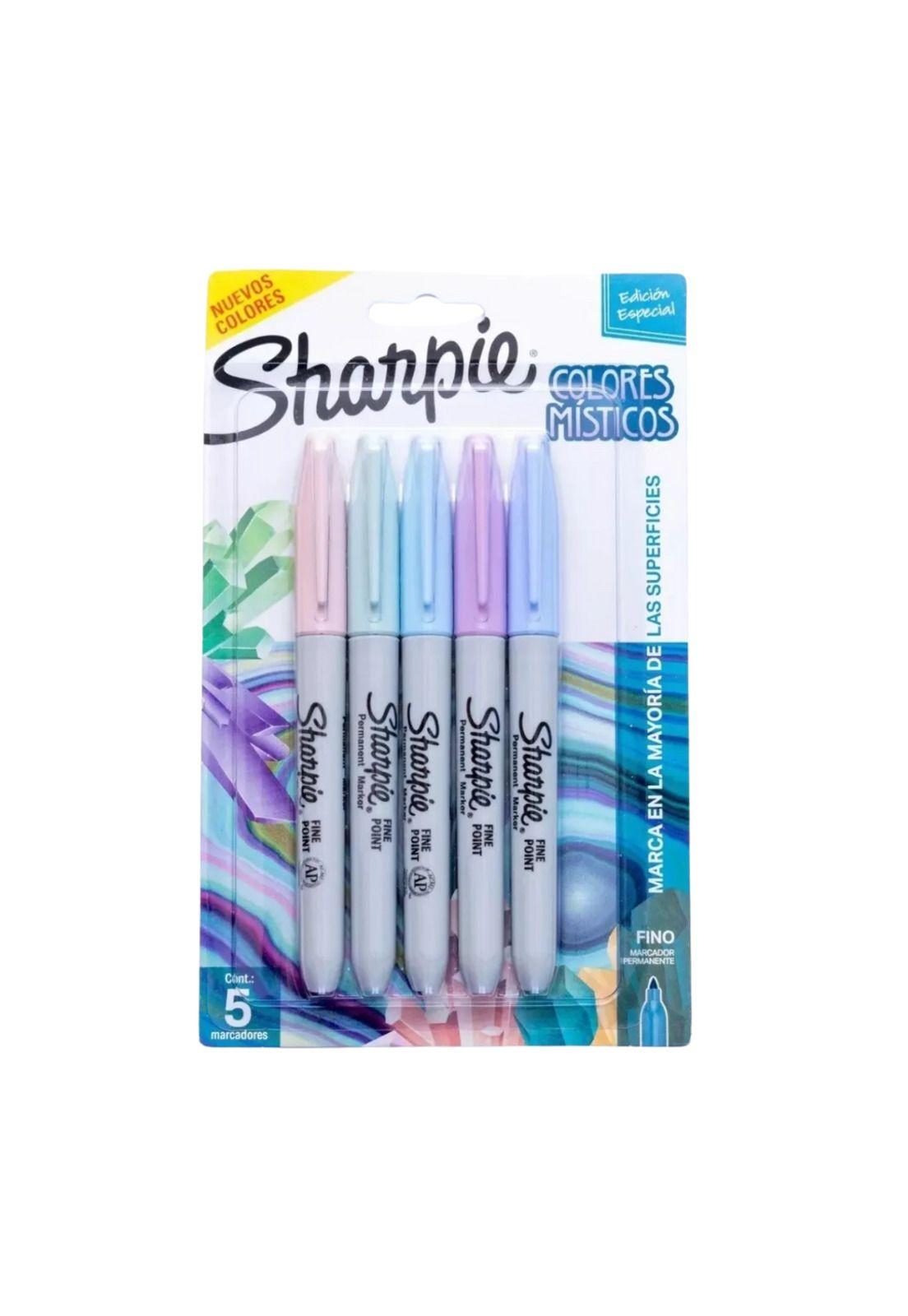 Sharpie 5 Marcadores Permanente Punta Fina Colores Místicos-2