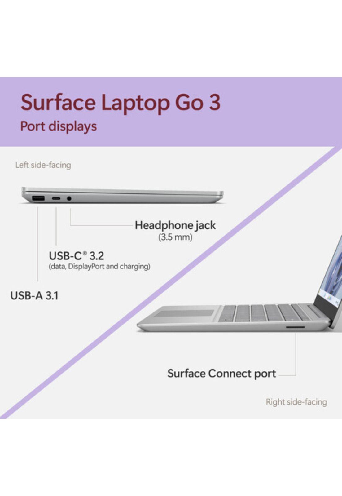 Surface Laptop Go 3 Business Teclado Inglés  - 12,4" - i5 - 8GB RAM - 256GB SSD - W11 Pro - Platinum-8