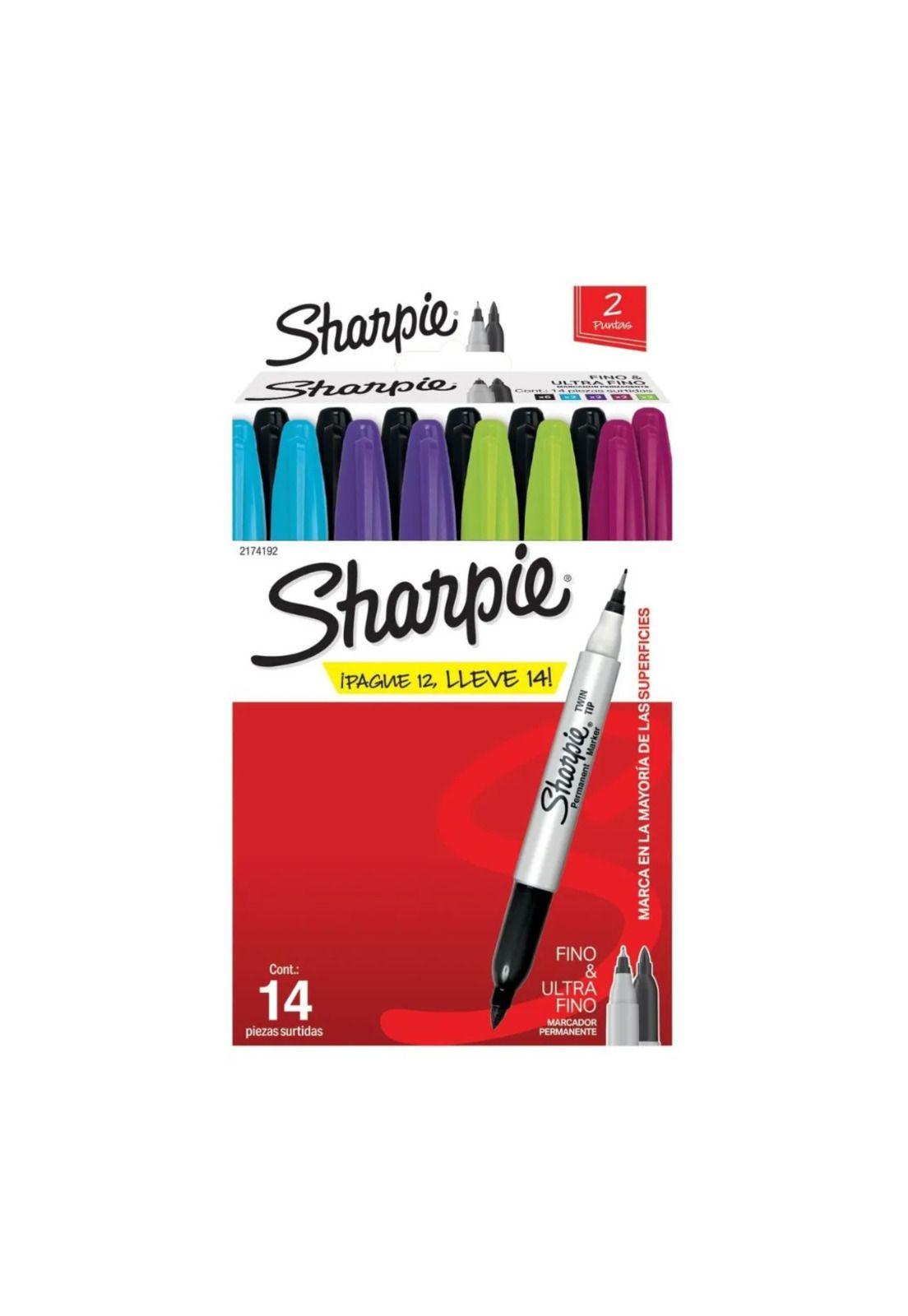 Sharpie Marcador Doble Punta Fina-Ultrafina Surtido Set 12+2-0