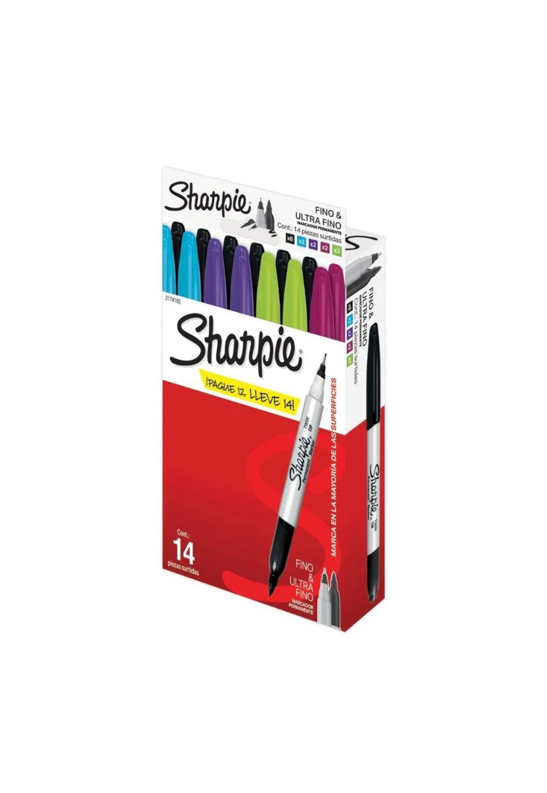Sharpie Marcador Doble Punta Fina-Ultrafina Surtido Set 12+2-1