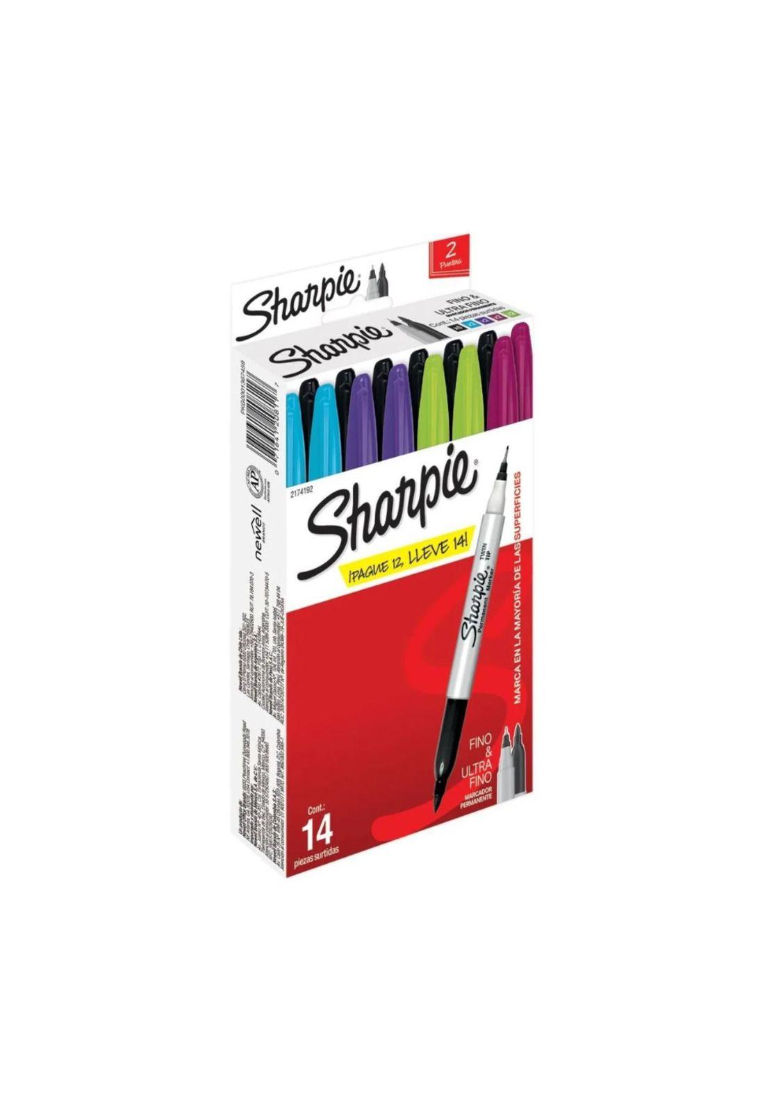 Sharpie Marcador Doble Punta Fina-Ultrafina Surtido Set 12+2-2