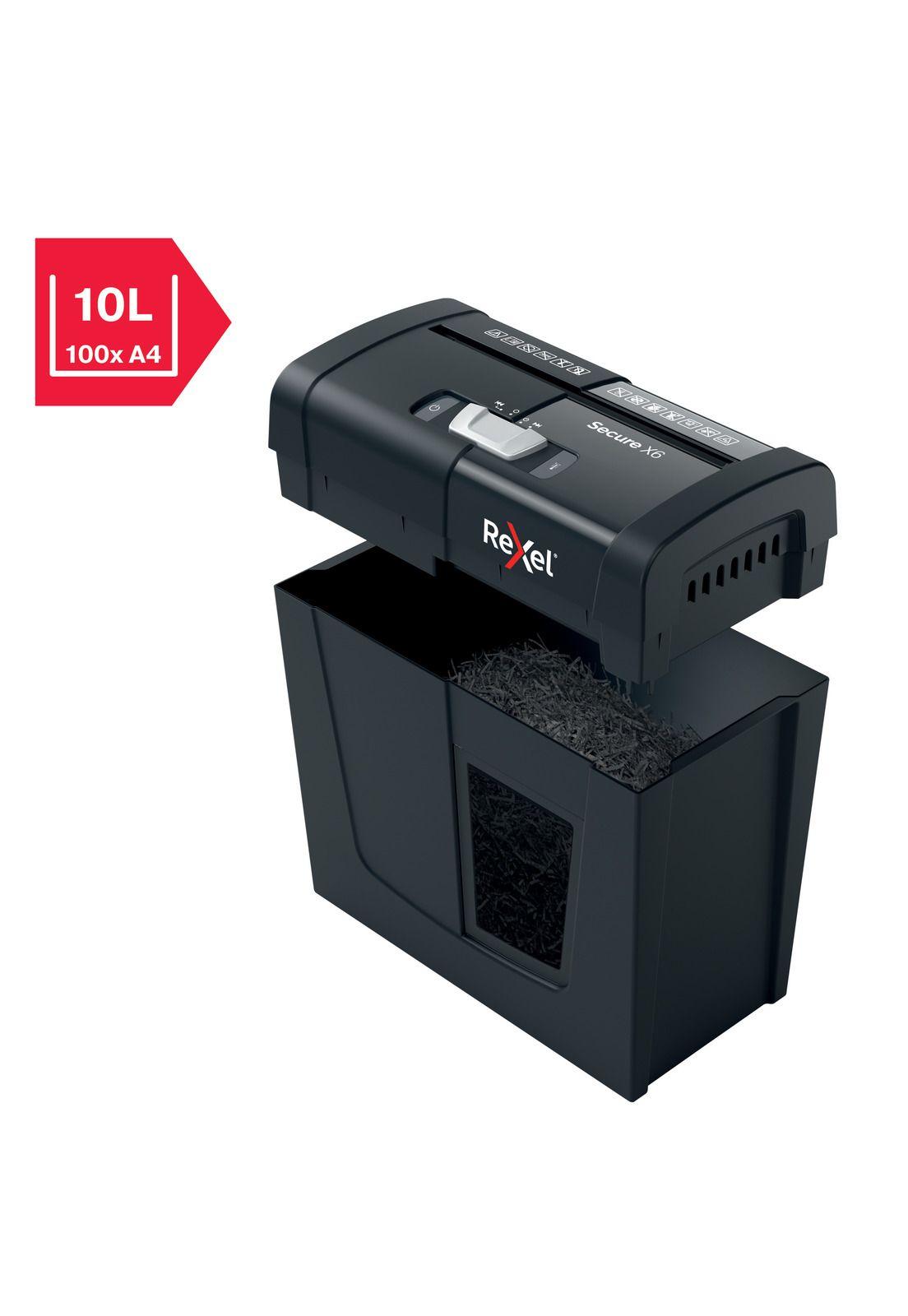 Trituradora Rexel Secure X6 Challa 4x40mm P4 100 Hojas 10L-7