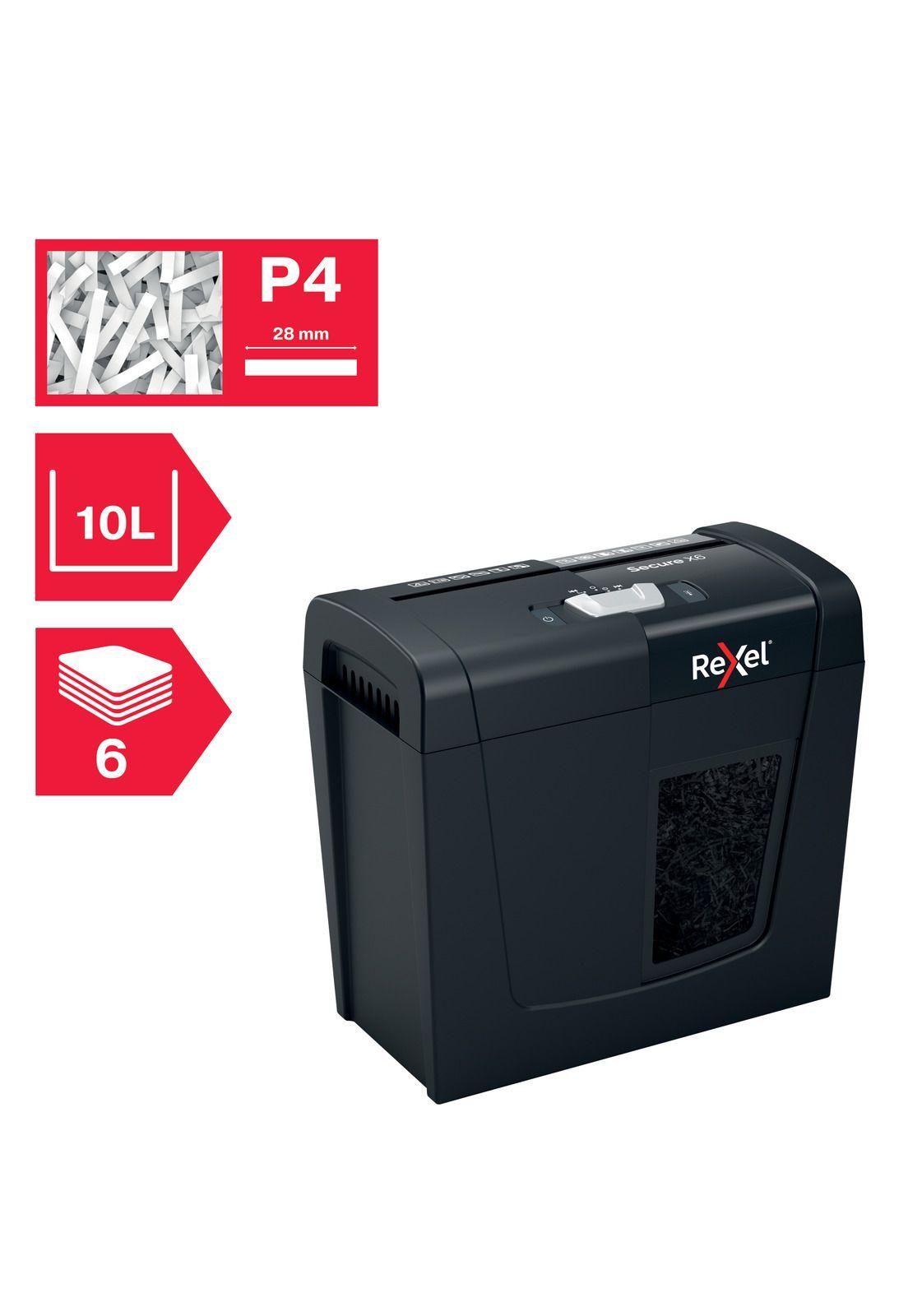 Trituradora Rexel Secure X6 Challa 4x40mm P4 100 Hojas 10L-8