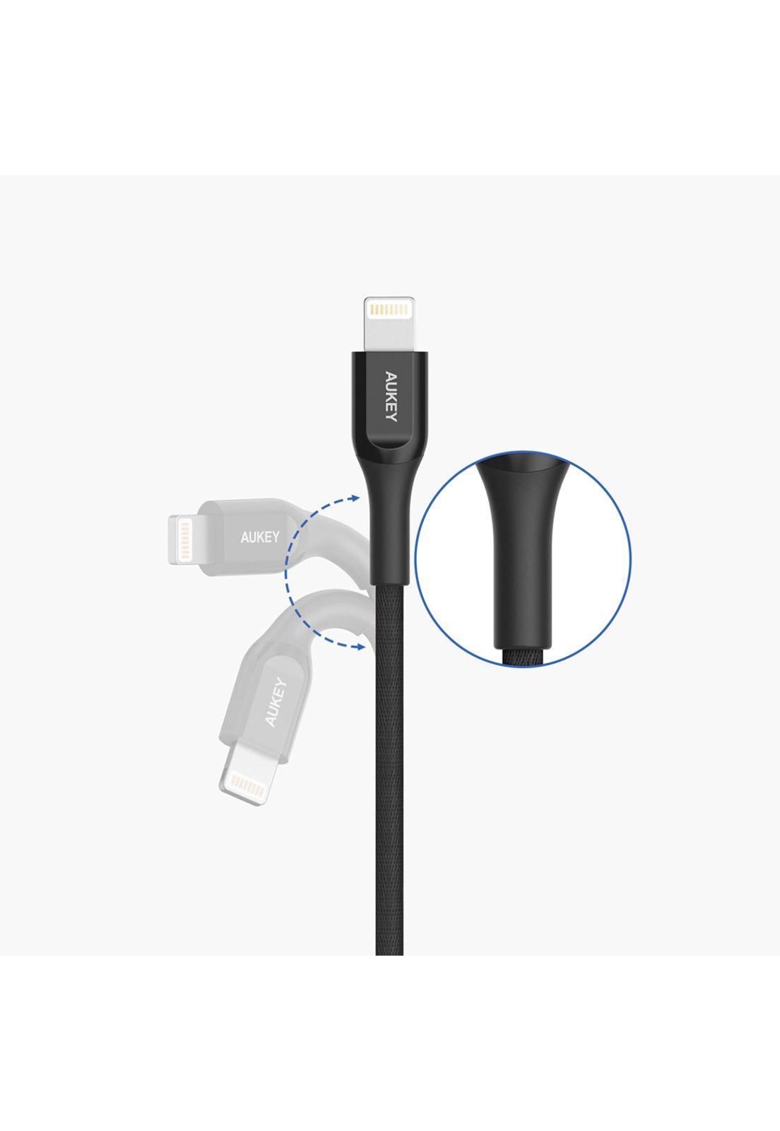 Aukey Cable Kevlar USB-A a Lightning 2m Negro-2