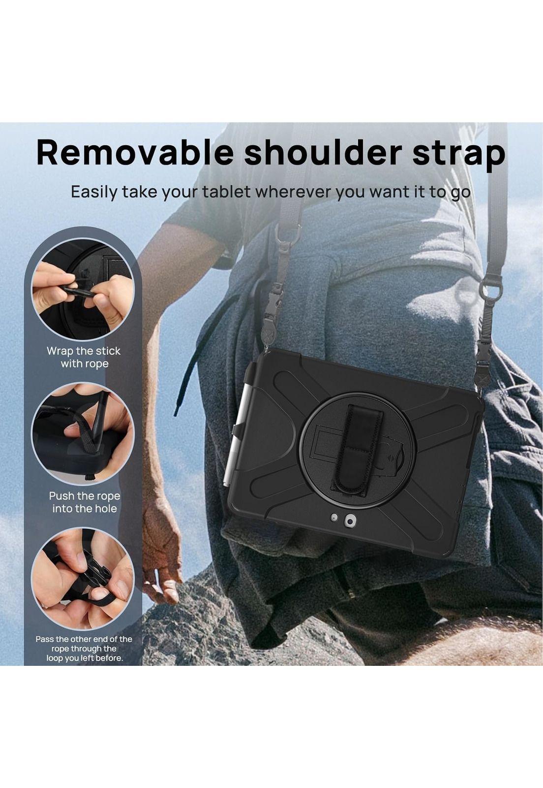 Funda para Microsoft Surface Go de 10,5" con Soporte Giratorio y Correa  Negro-5