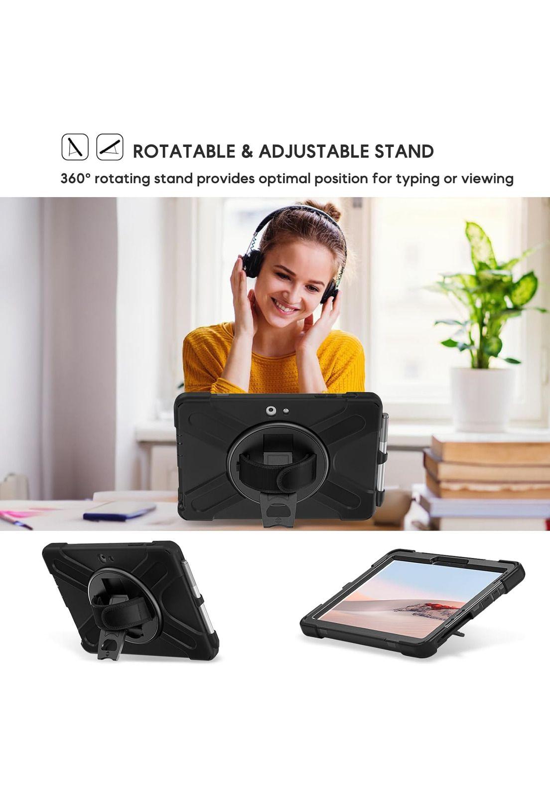 Funda para Microsoft Surface Go de 10,5" con Soporte Giratorio y Correa  Negro-6