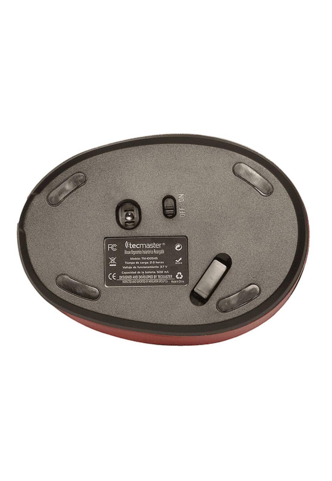 Tecmaster Mouse Ergonómico Inalámbrico Recargable Negro Rojo-2
