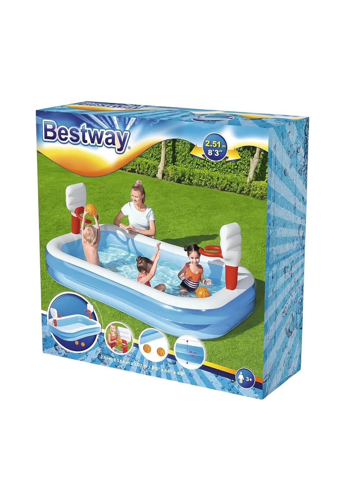 Piscina Bestway Inflable Basketball con Pelota 251x168x102cm-6