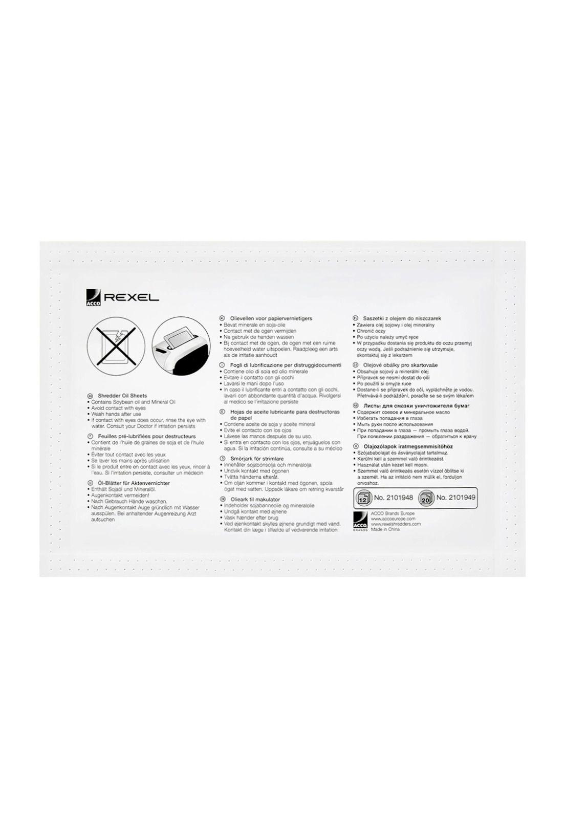 Lubricante en Hojas Rexel de 12 Unidades para Trituradoras-2