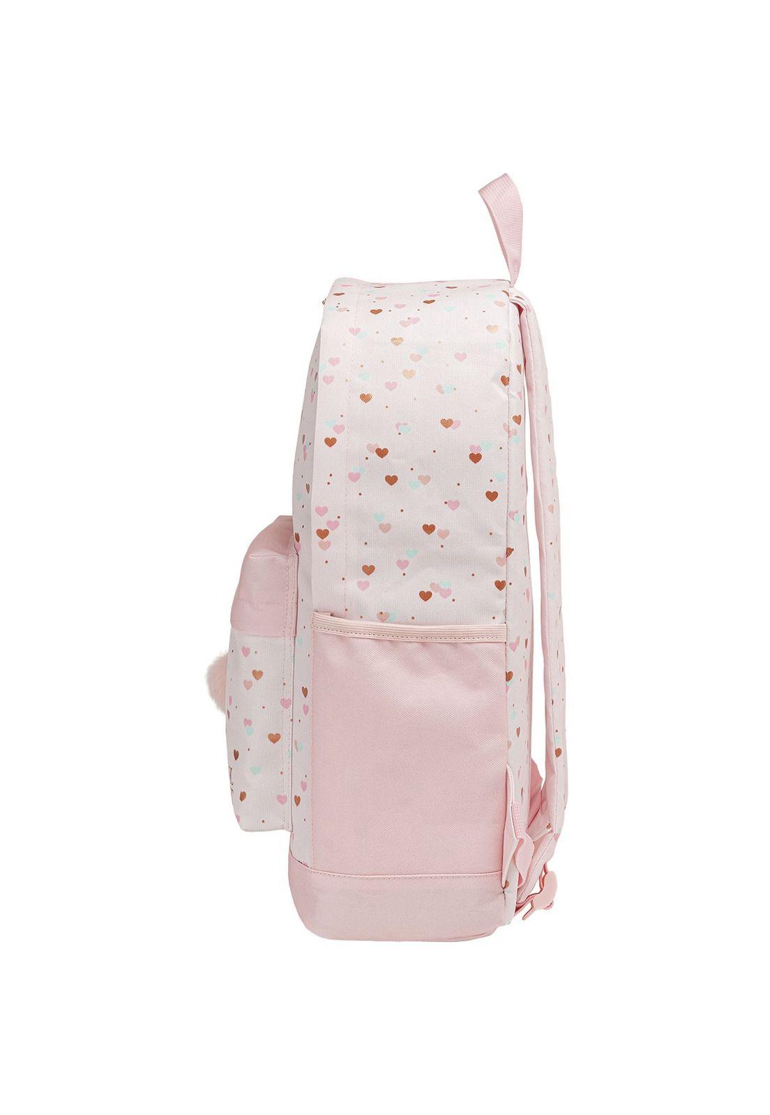 Tilibra Mochila con Pompón de Corazón Joyful Rosa 29x43x12cm-2