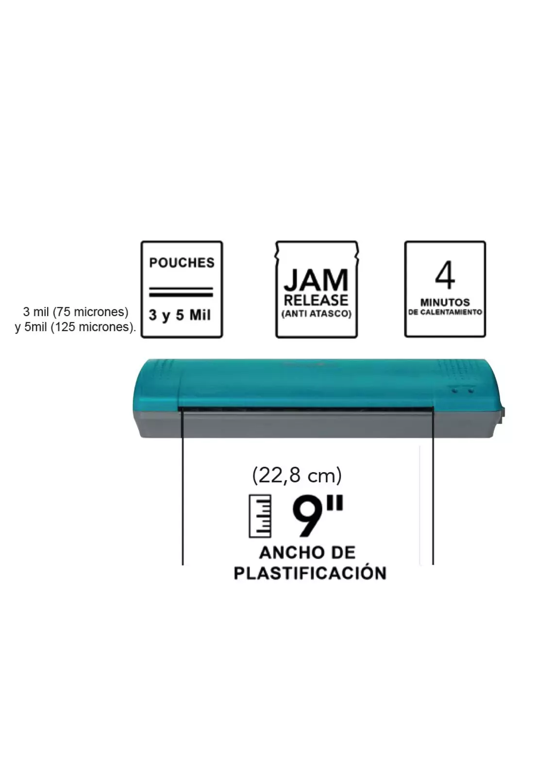 Plastificadora de Papeles A4/Carta Inspire Plus 22,8 cm Swingline - Turquesa-2