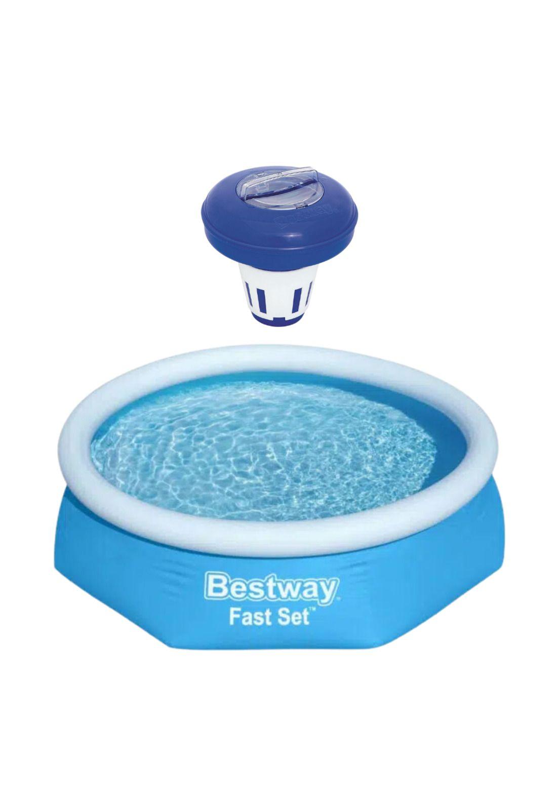 Kit Bestway Piscina Redonda Fácil Armado 3.05x76cm Azul + Porta Cloro-0