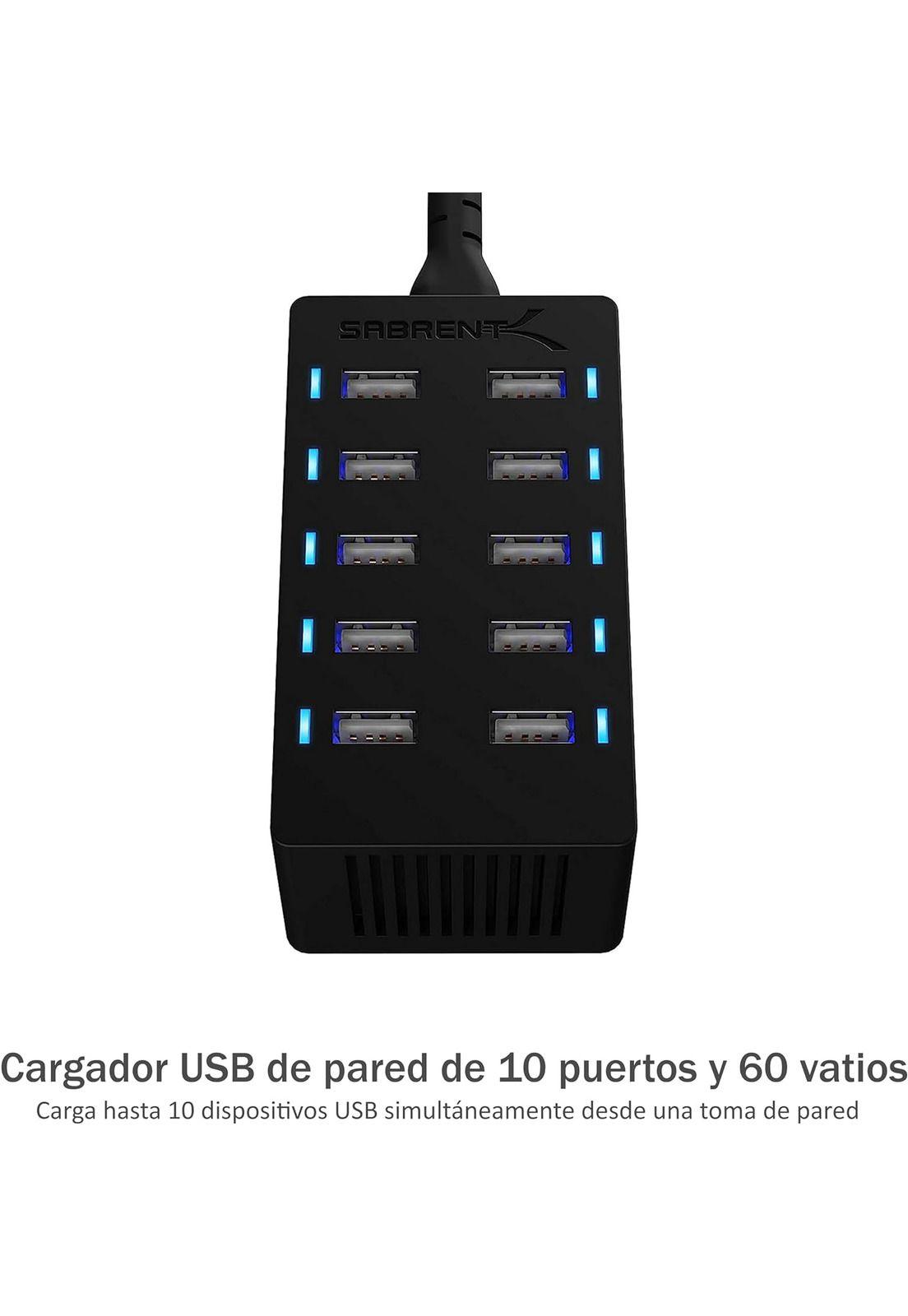 Estación de Carga móvil USB-A de 10 Puertos Carga rapida 60W Compatible con Samsung, lPhone, lPad y mas-2