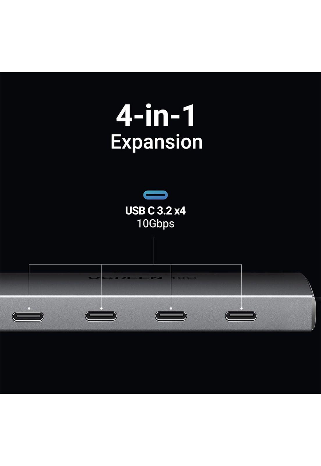 Hub UGREEN USB-C 10Gbps 4 Puertos USB 3.2 Gris-1