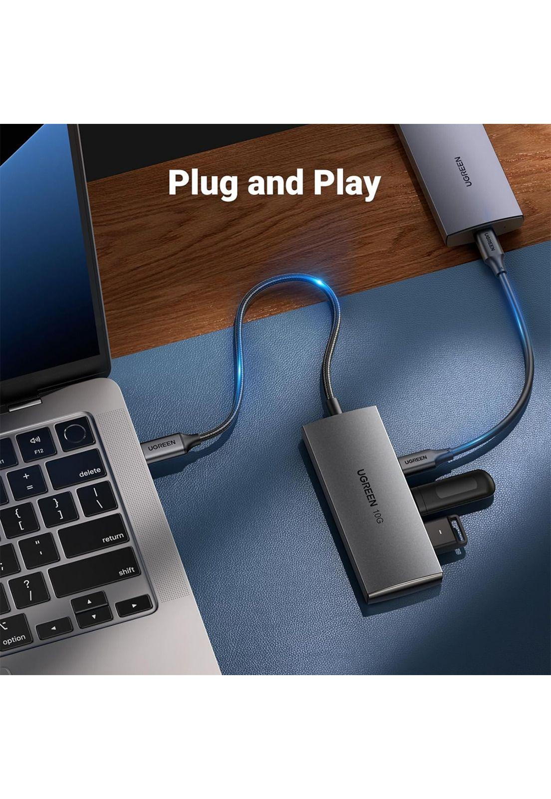 Hub UGREEN USB-C 10Gbps 4 Puertos USB 3.2 Gris-3